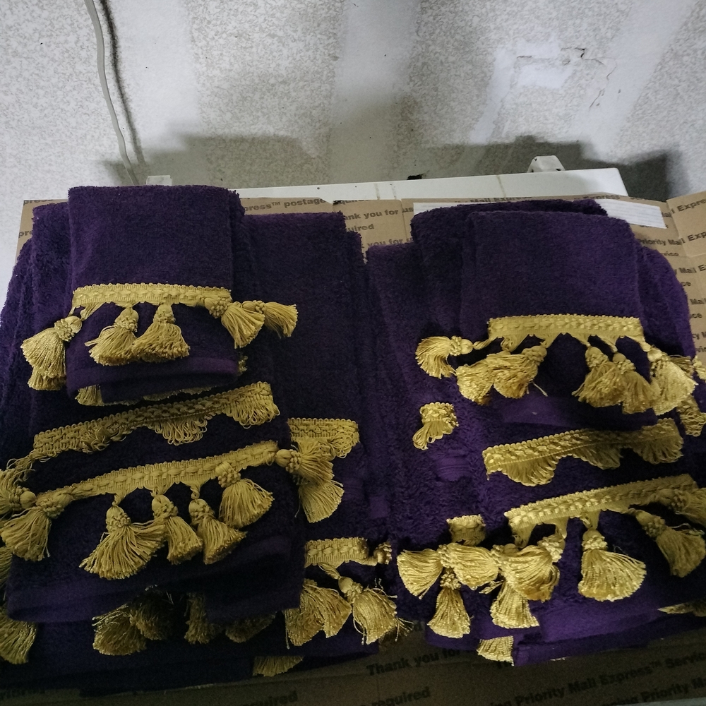 Deep Purple Towels withCustom Gold Tassel Trim